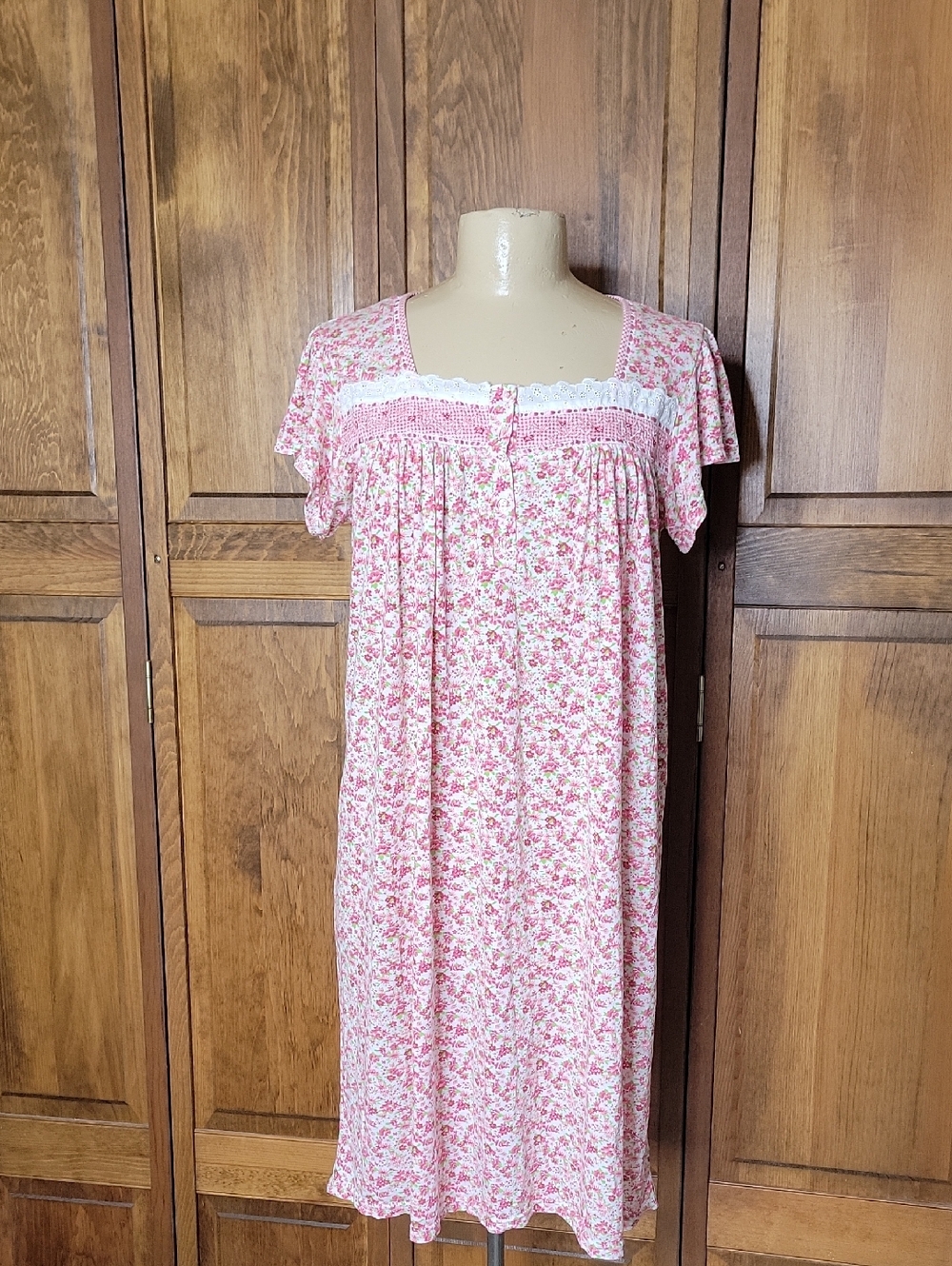 Pink Label Embroidered Lace Floral Granny Cottage Core Nightgown Sz L